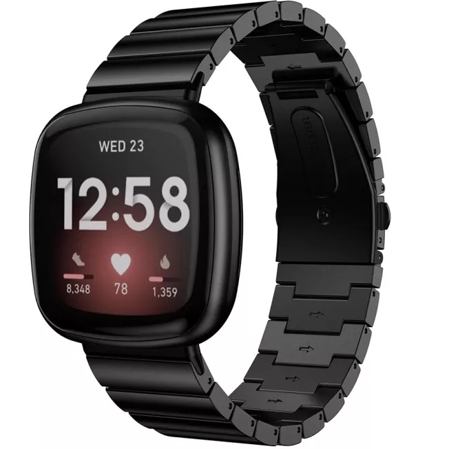  Fitbit Versa 3 / Sense fish correa de eslabones de acero - negro