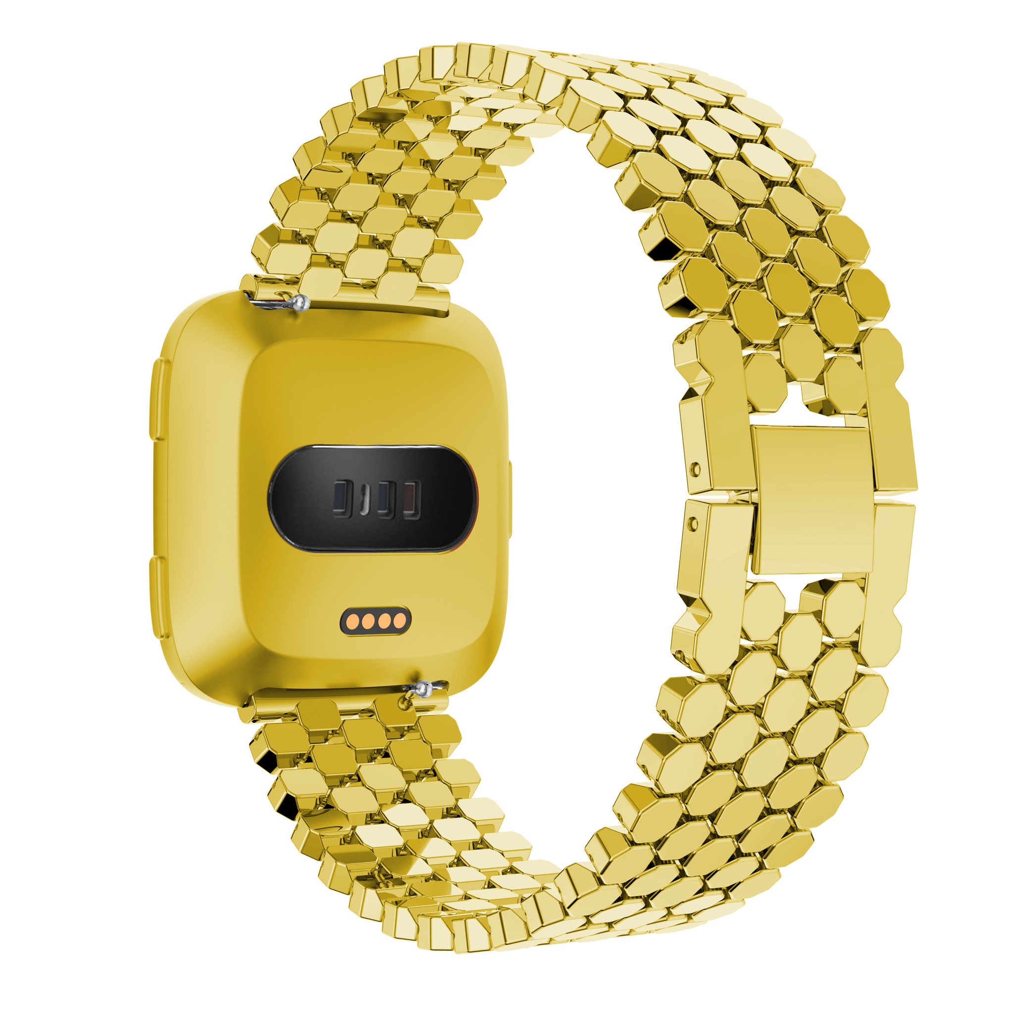 Correa de eslabones de acero para peces para el Fitbit Versa - dorada