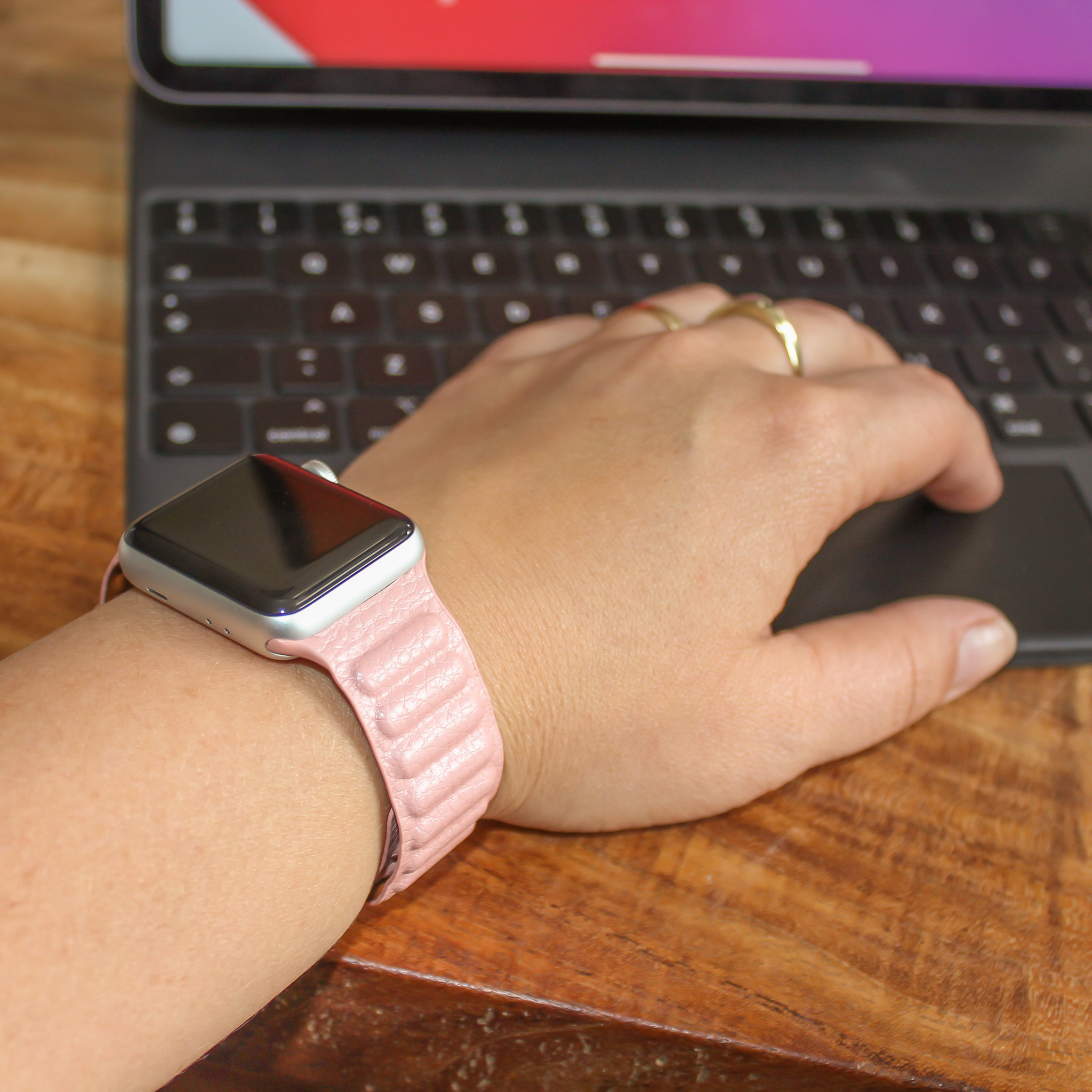 Correa individual de cuero para el Apple Watch - rosa