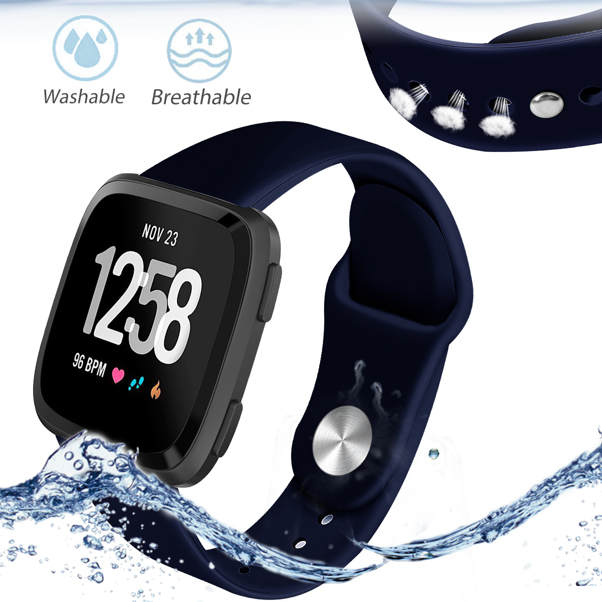 Correa deportiva de silicona para el Fitbit Versa - azul marino