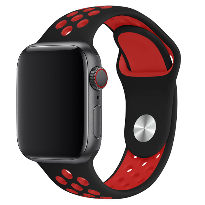 Apple Watch doble banda deportiva - negro rojo