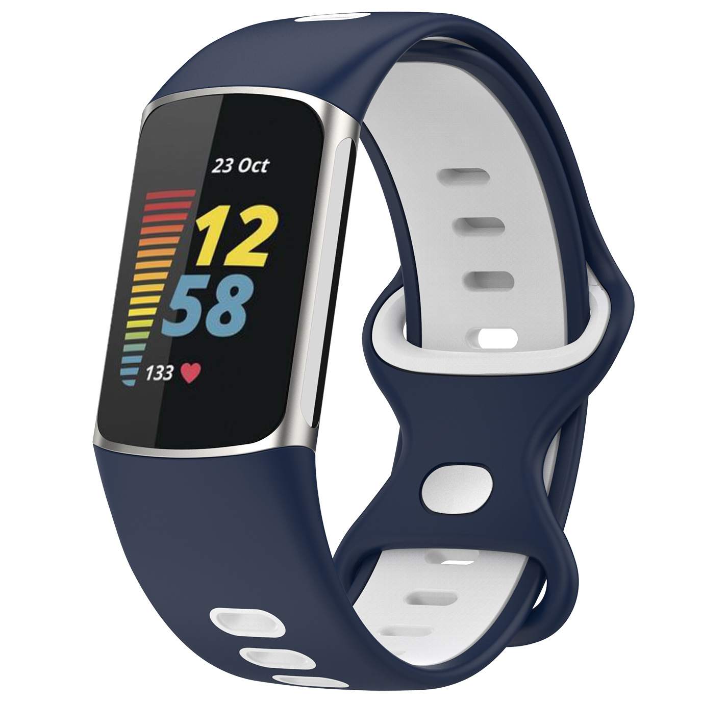  Fitbit Charge 5 doble banda deportiva - azul oscuro blanco