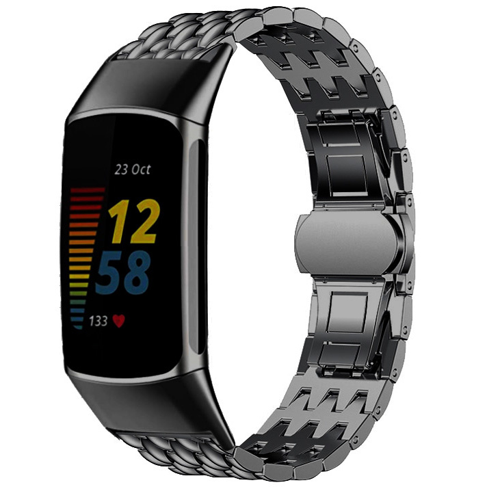  Fitbit Charge 5 dragon eslabones de acero - negro