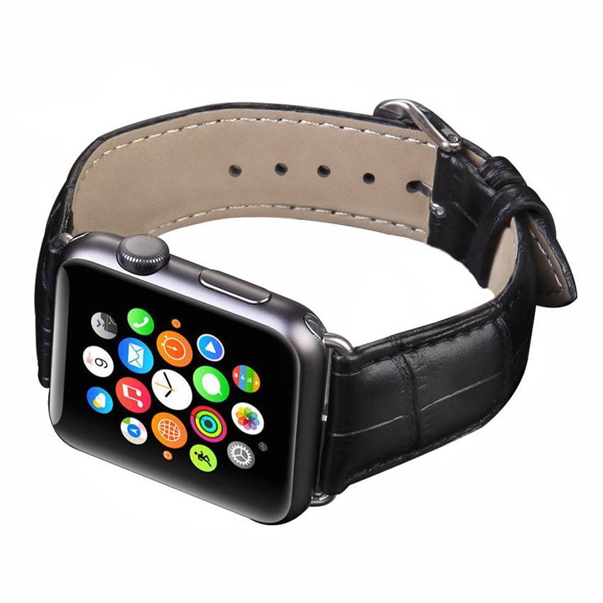 Correa de piel de cocodrilo para el Apple Watch - negro