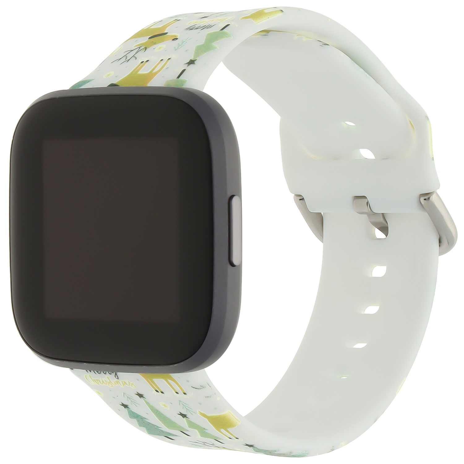 Correa deportiva estampada para el Fitbit Versa - Árbol de Navidad blanco