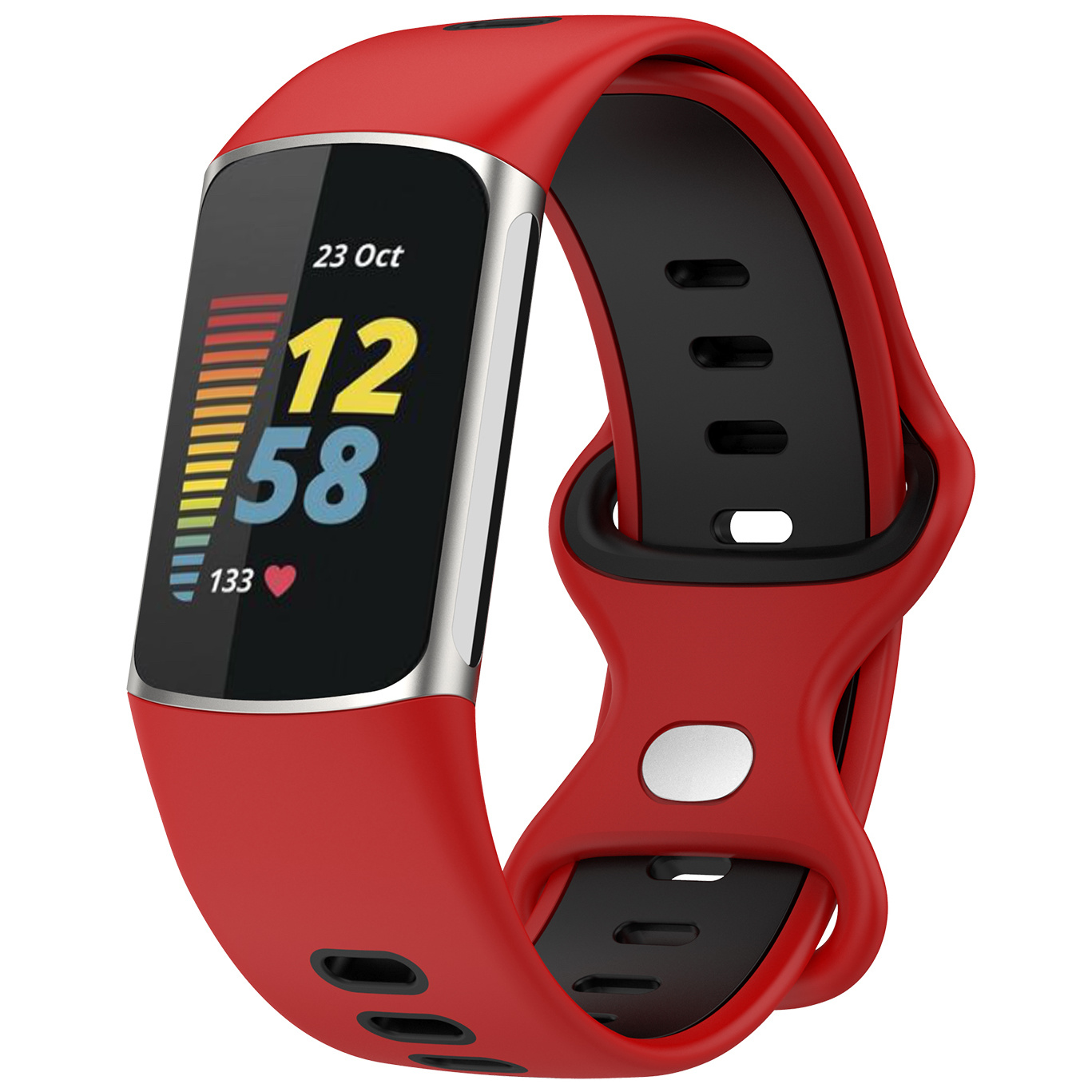  Fitbit Charge 5 doble banda deportiva - rojo negro
