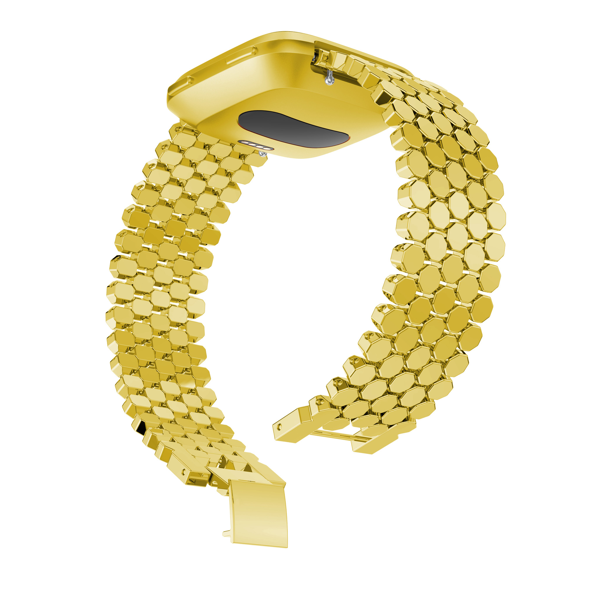 Correa de eslabones de acero para peces para el Fitbit Versa - dorada
