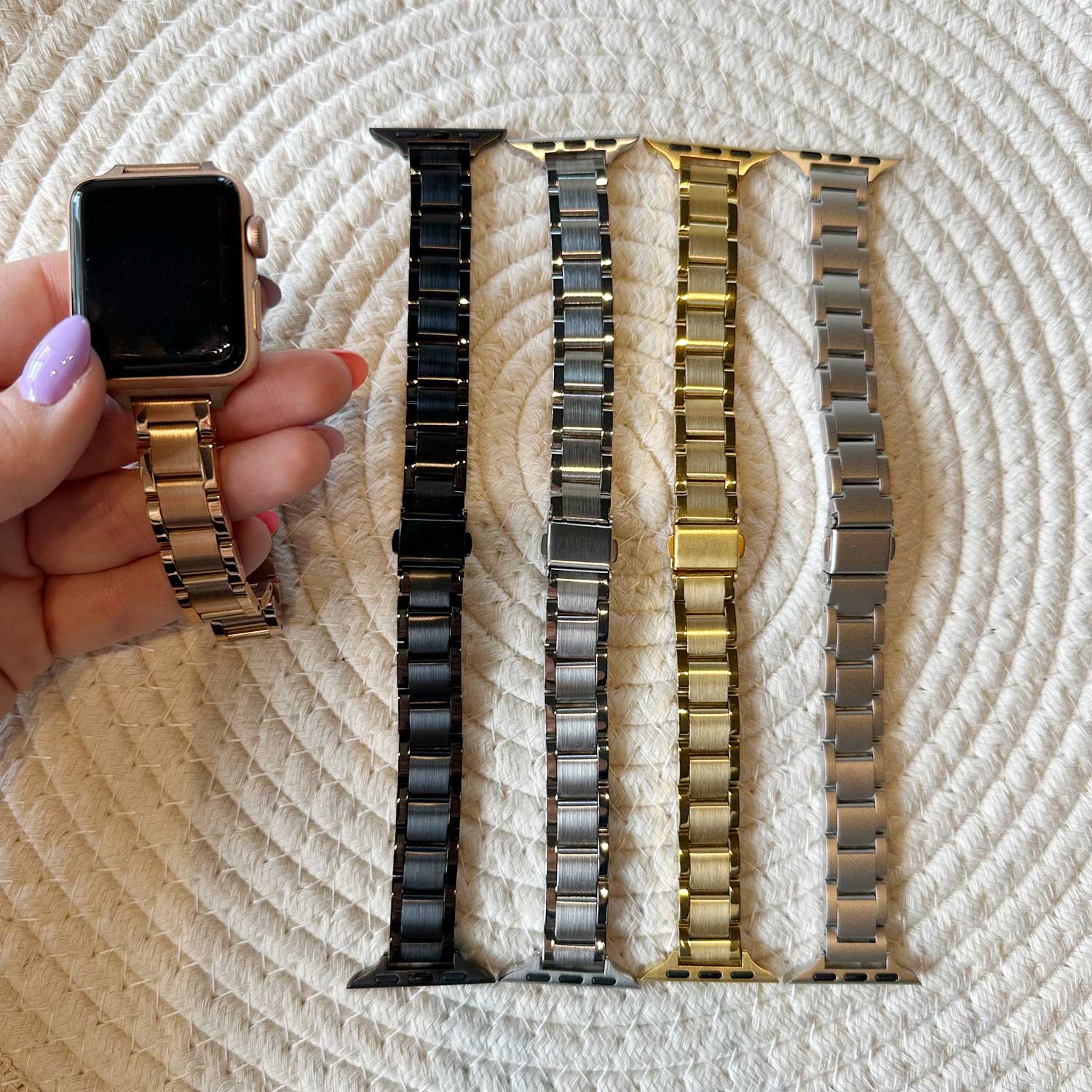 Correa de acero eslabón fino Noor para el Apple Watch - Oro