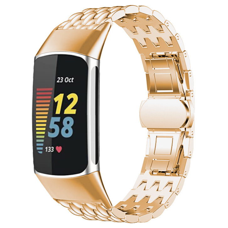  Fitbit Charge eslabón de acero 5 dragones - oro rosa