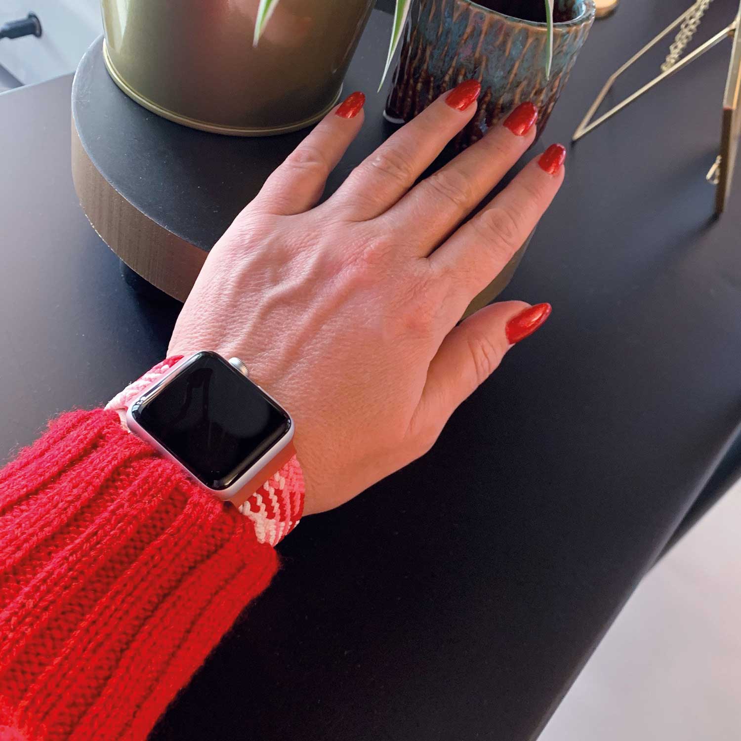 Correa solo loop trenzada de nailon para el Apple Watch - fresa