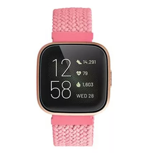 Correa solo loop trenzada de nailon para el Fitbit Versa - rosa