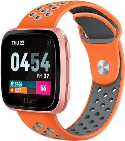 Correa deportiva doble para el Fitbit Versa - naranja gris