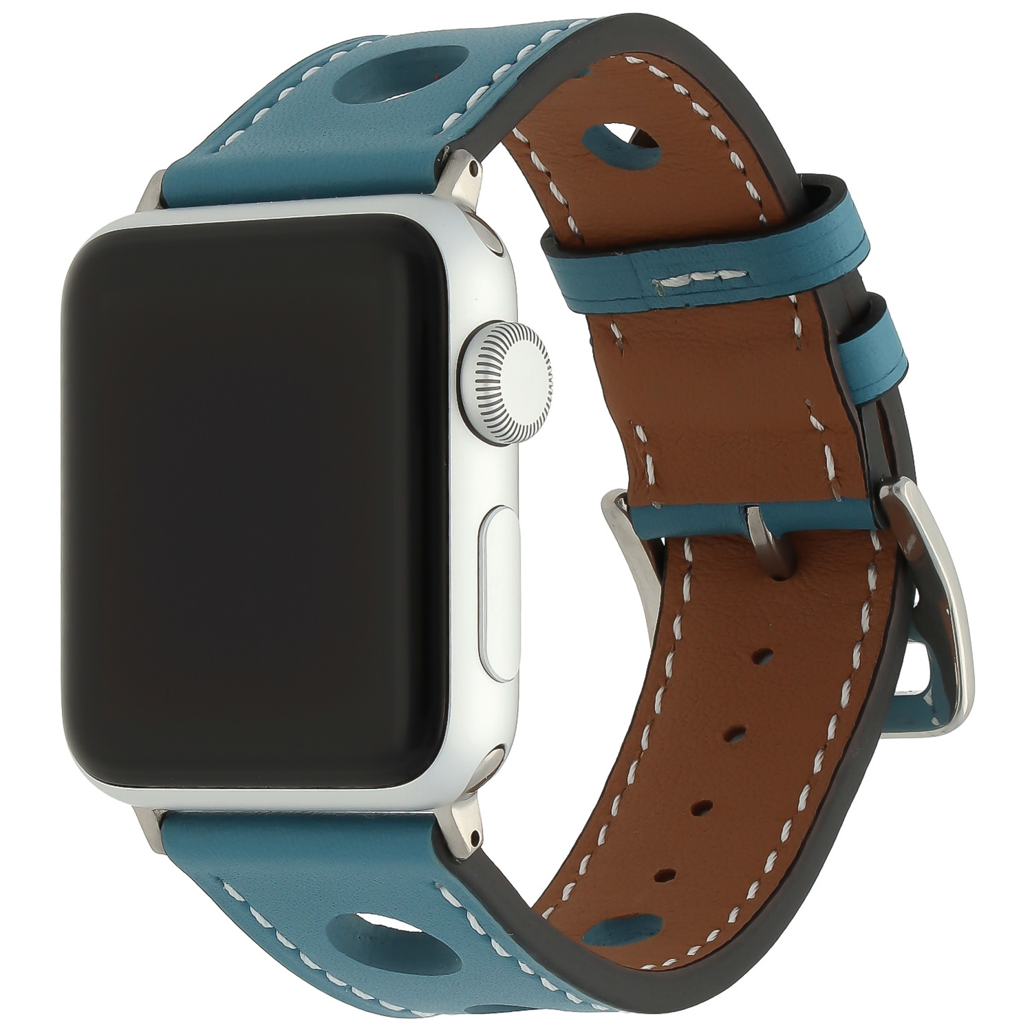 Correa hermes de piel sintética para el Apple Watch - azul claro