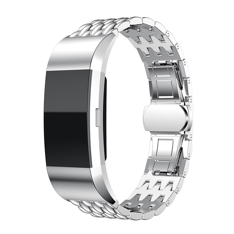  Fitbit Charge 3 &amp; 4 dragón eslabón de acero - plata