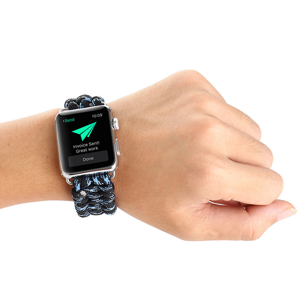 Correa de cuerda de nailon para el Apple Watch - azul camuflaje