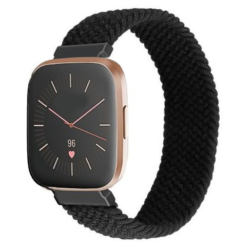 Correa solo loop trenzada de nailon para el Fitbit Versa - negro