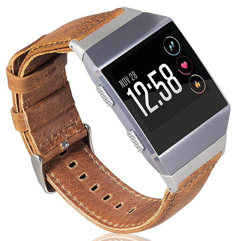 Correa de cuero genuino para el Fitbit Ionic - marrón claro
