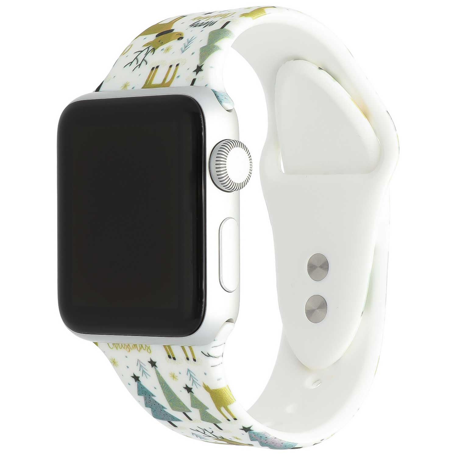 Correa deportiva estampada para el Apple Watch - Árbol de Navidad blanco