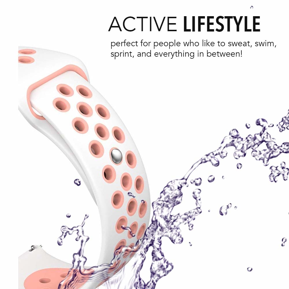 Correa deportiva doble para el Fitbit Versa - blanco rosa