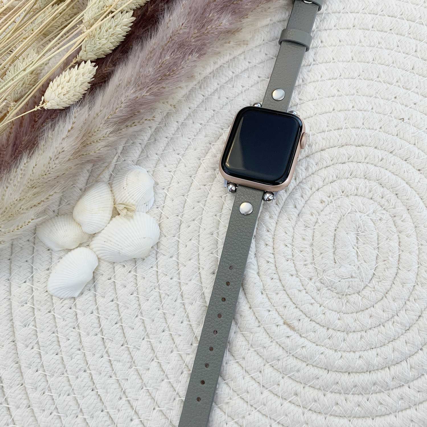 Correa inteligente de piel para el Apple Watch - gris