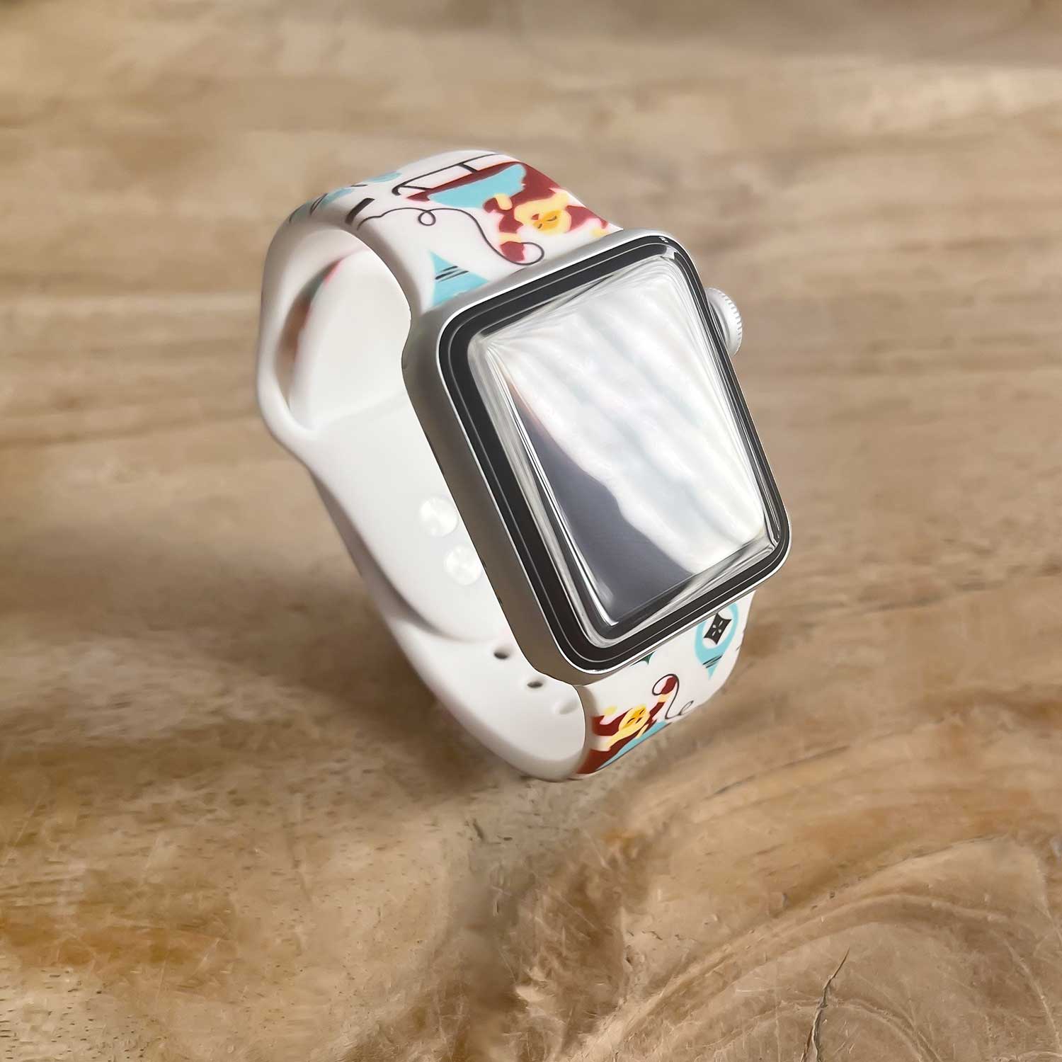 Correa deportiva estampada para el Apple Watch - Navidad blanco