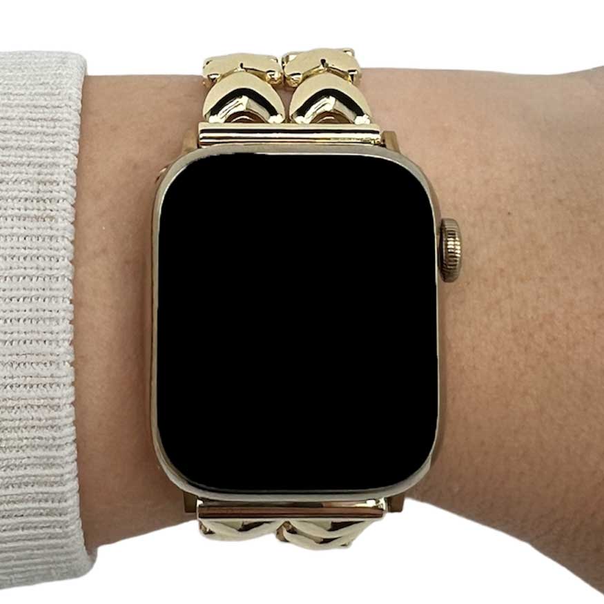 Correa de eslabones de acero con forma de corazón para Apple Watch - dorado