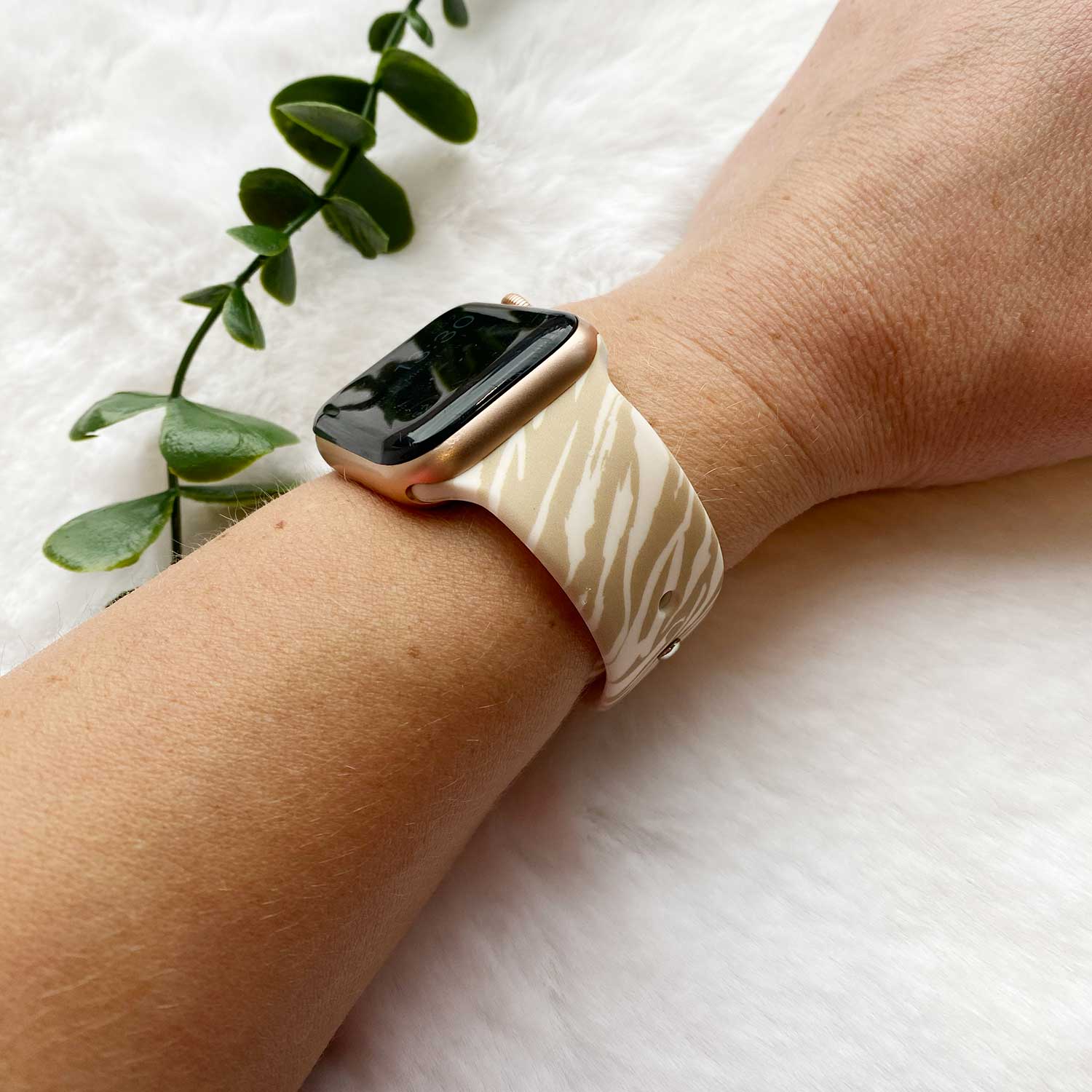 Correa deportiva estampada para el Apple Watch - beige cebra