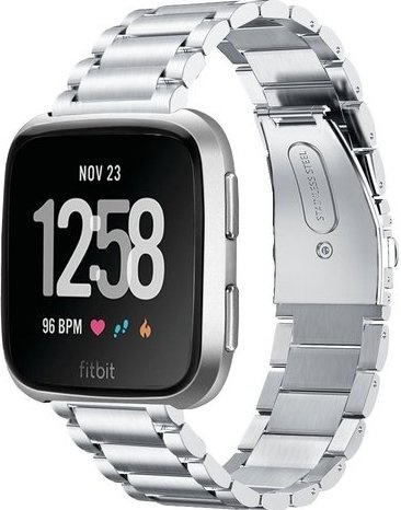 Correa de eslabones de acero con cuentas para el Fitbit Versa - plata