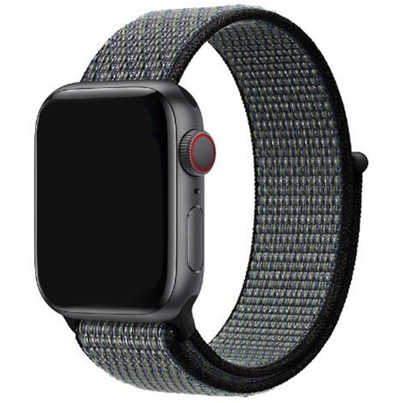 Correa loop deportiva de nailon para el Apple Watch - ráfaga de lima índigo mundial