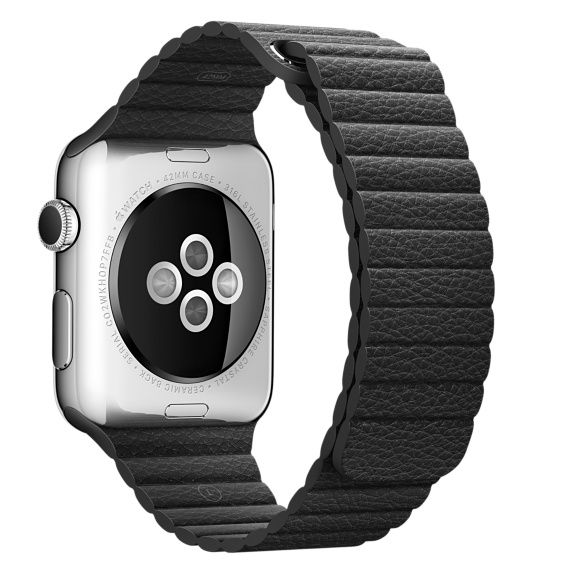 Correa de piel acanalada para el Apple Watch - negra