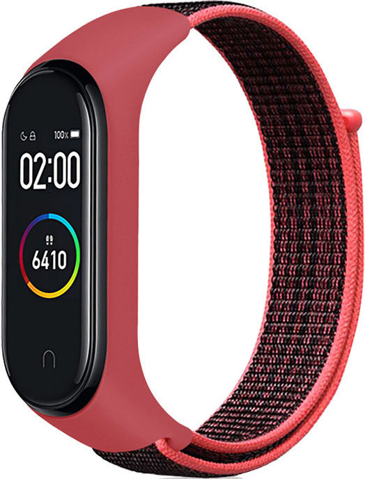 Xiaomi Mi band 3/4/5/6 cinturón running nylon - rojo negro