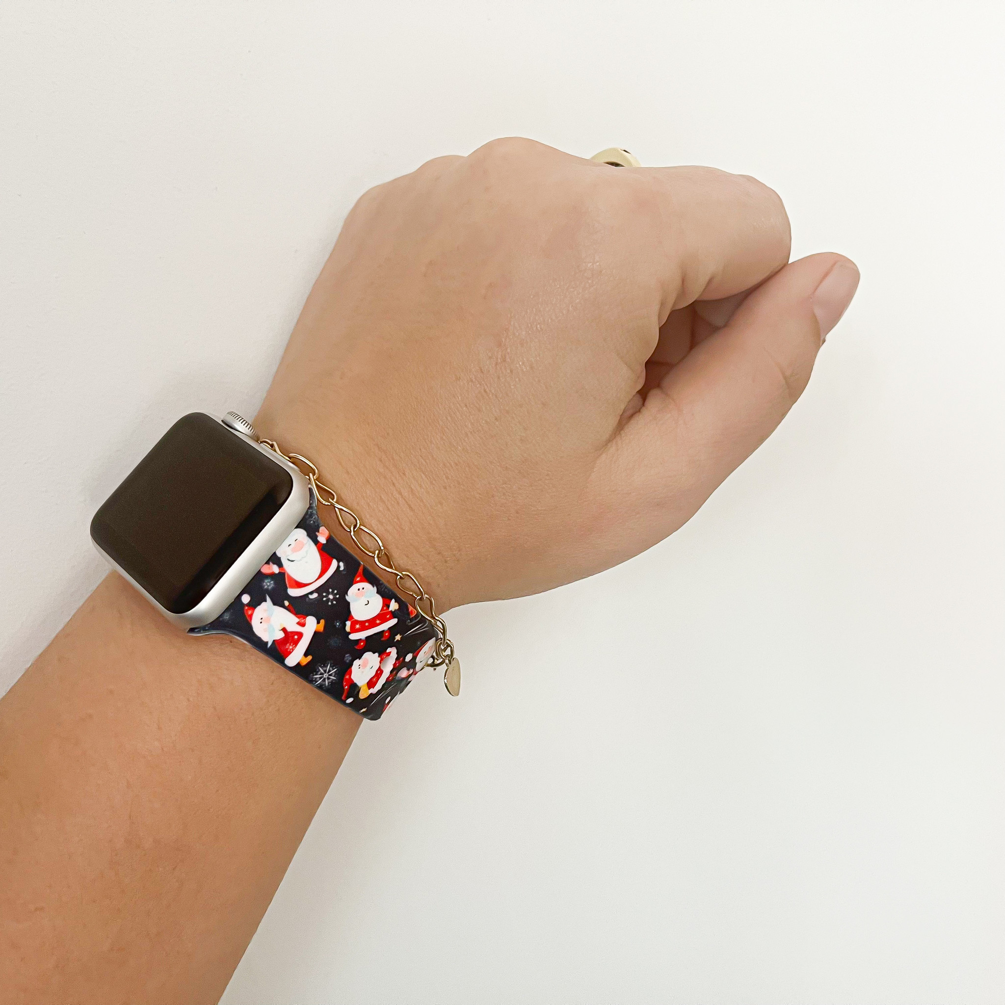 Correa deportiva estampada para el Apple Watch - Navidad Santa azul oscuro