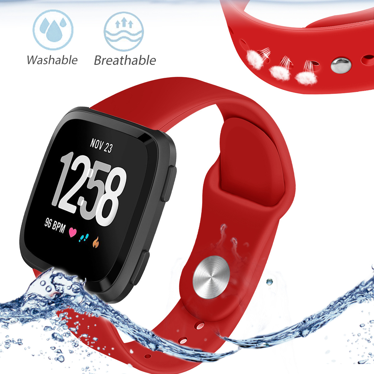 Correa deportiva de silicona para el Fitbit Versa - roja
