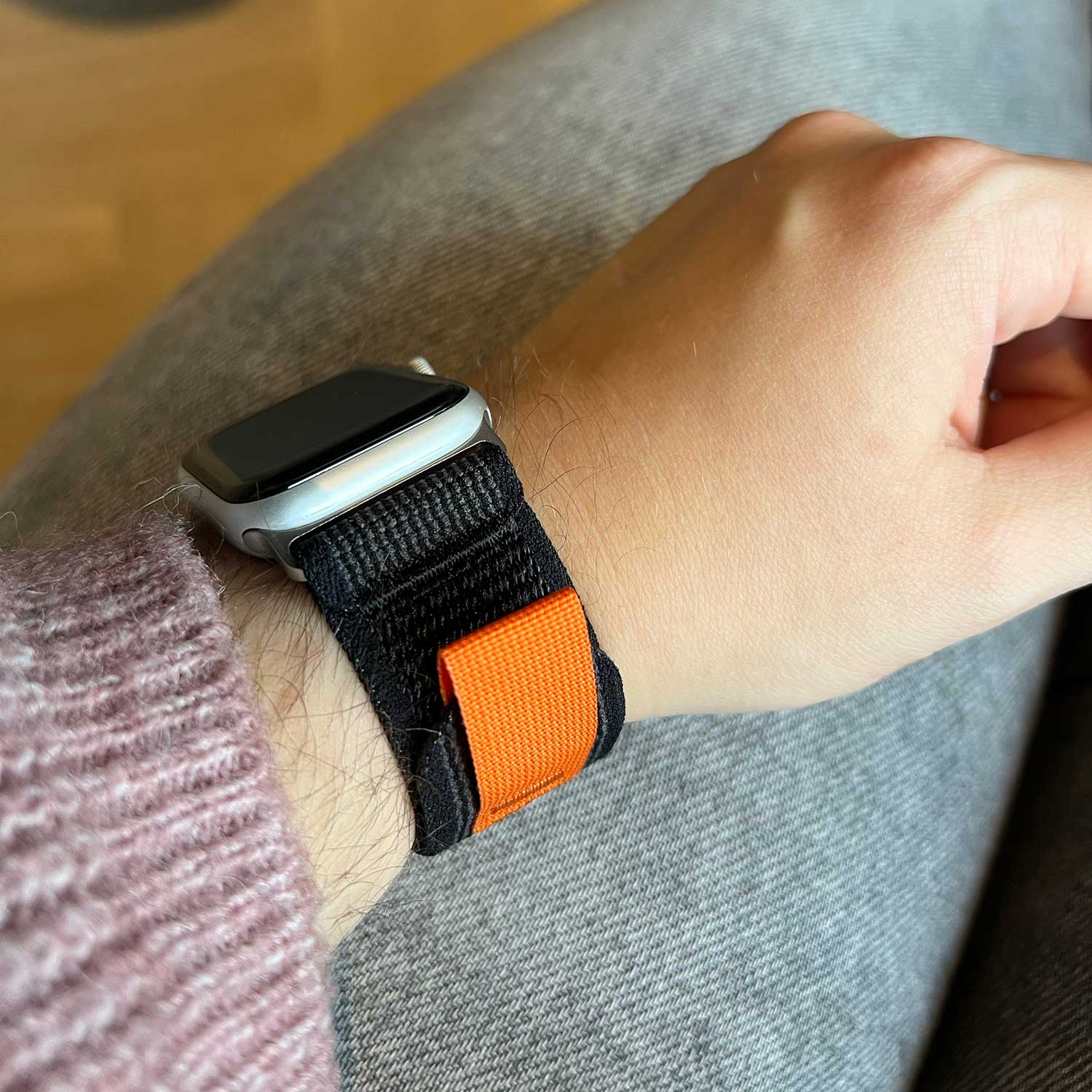 Correa loop trail de nailon para el Apple Watch - negro gris