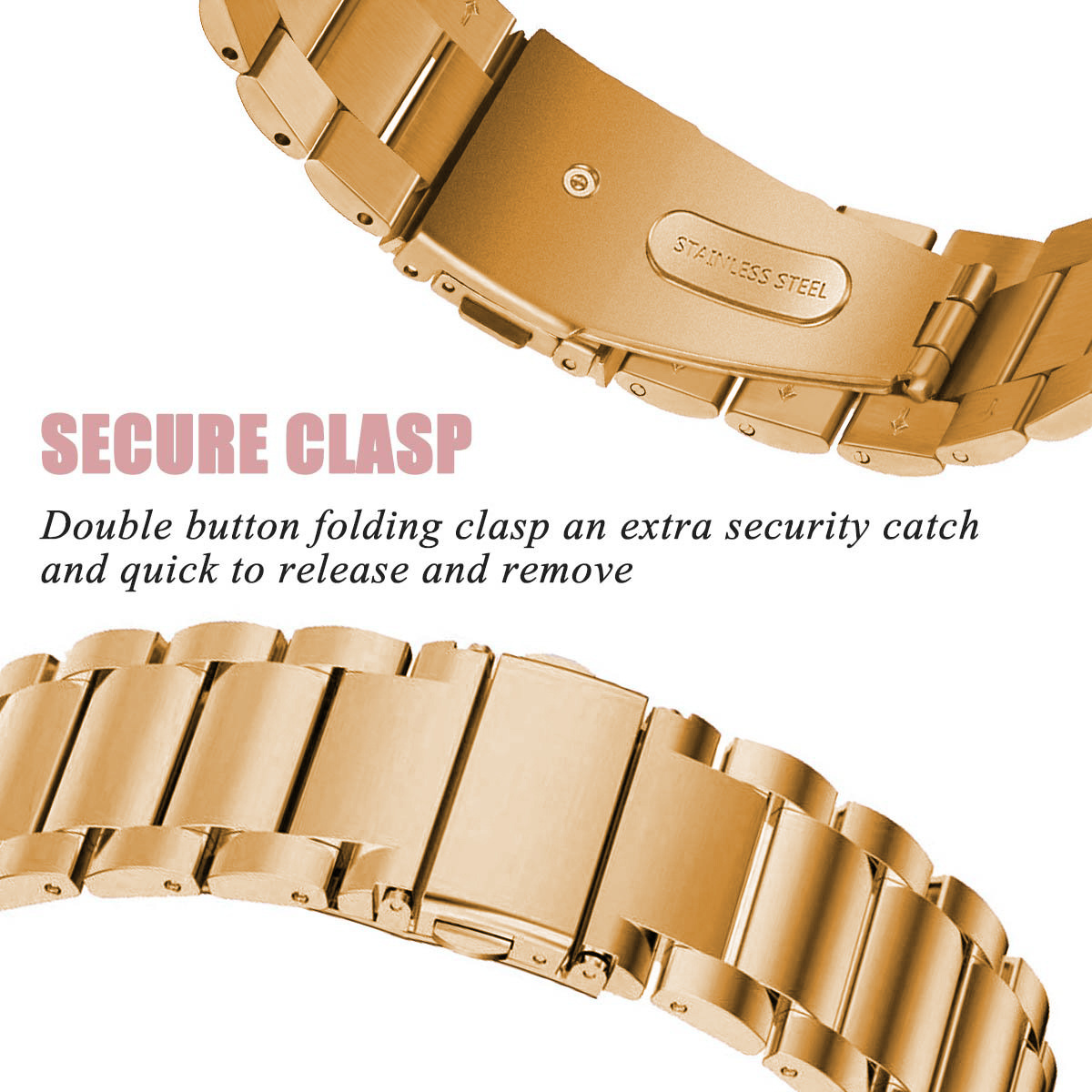 Correa de eslabones de acero con cuentas para el Fitbit Versa - oro rosa
