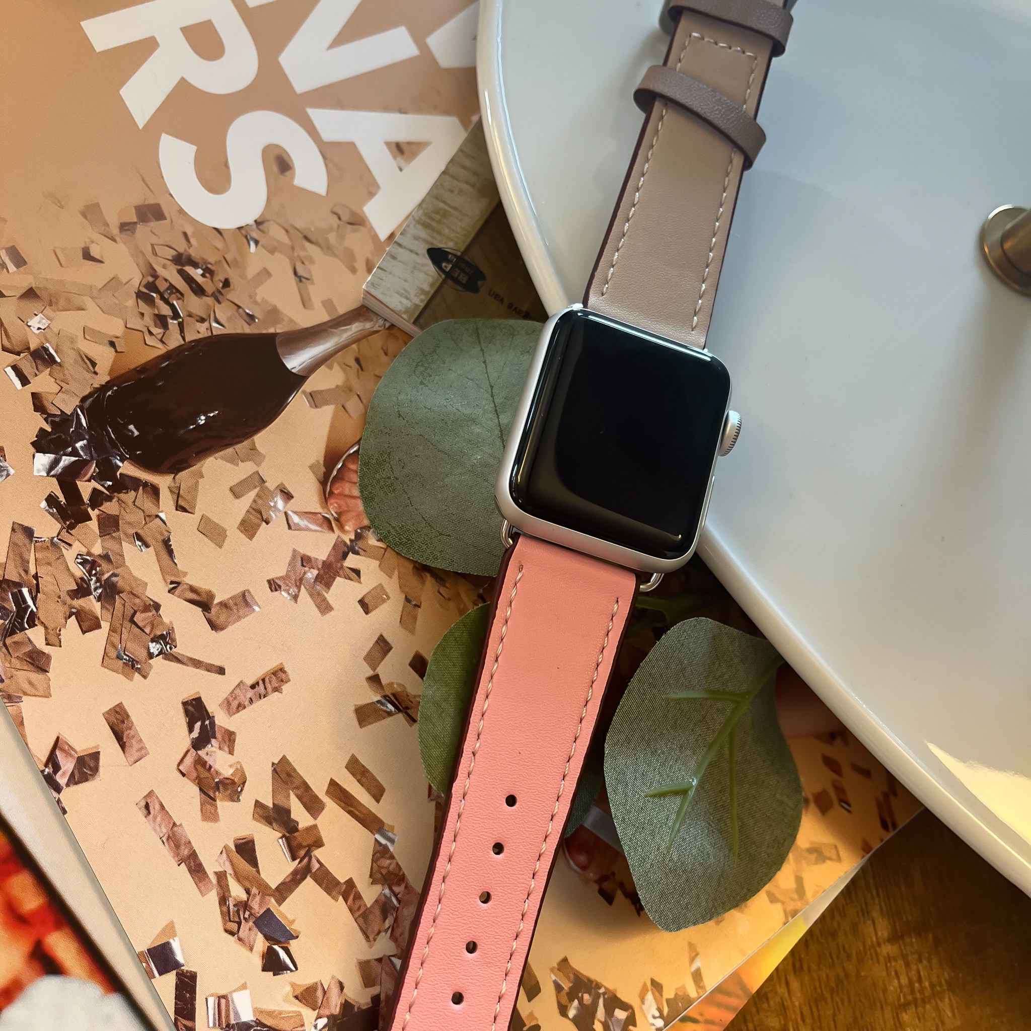 Correa de piel sing tour para el Apple Watch - blanco rosa