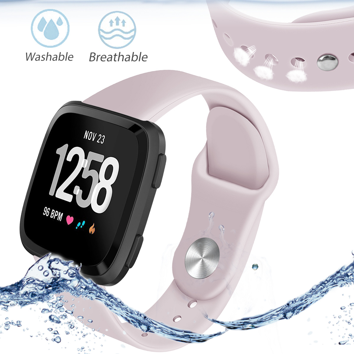 Correa deportiva de silicona para el Fitbit Versa - arena rosa