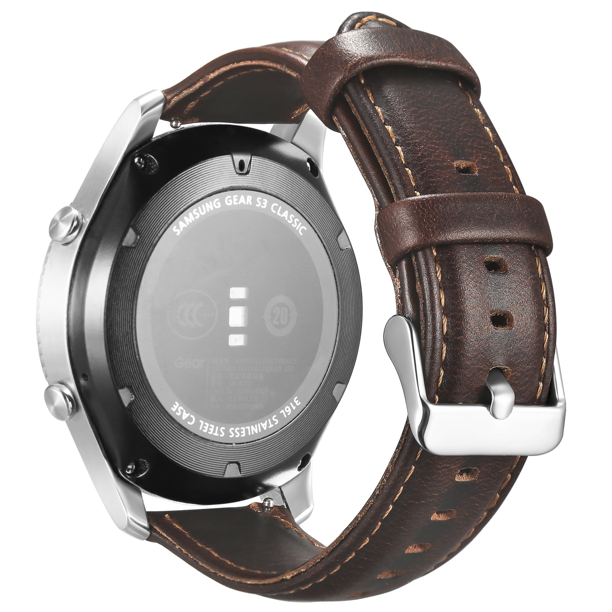 Samsung Correa de piel auténtica Galaxy Watch - marrón oscuro