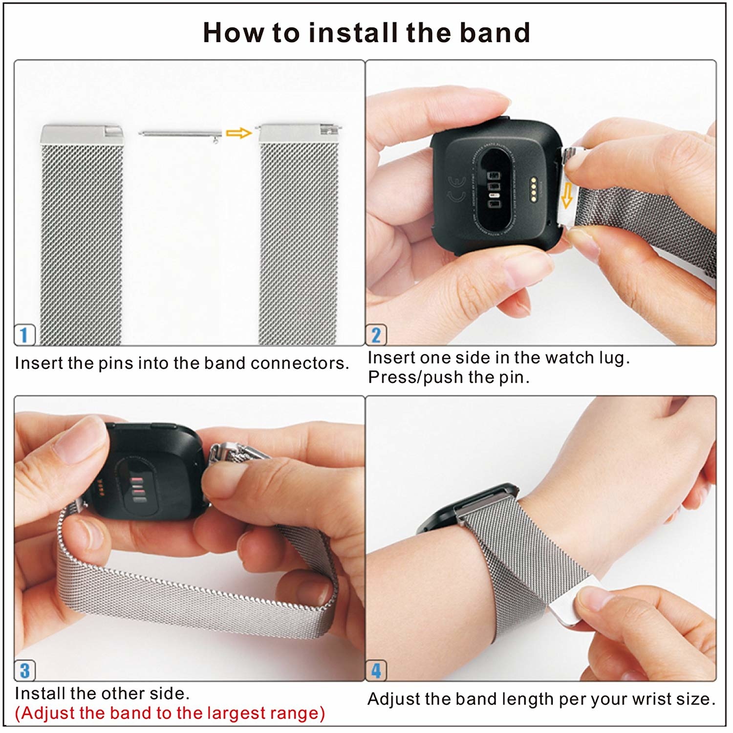 Correa Milanese loop para el Fitbit Versa - negro