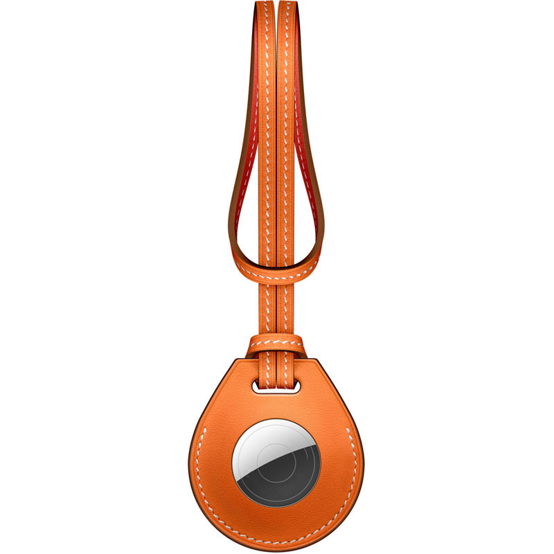 Llavero AirTag de piel de PU con lazo - naranja