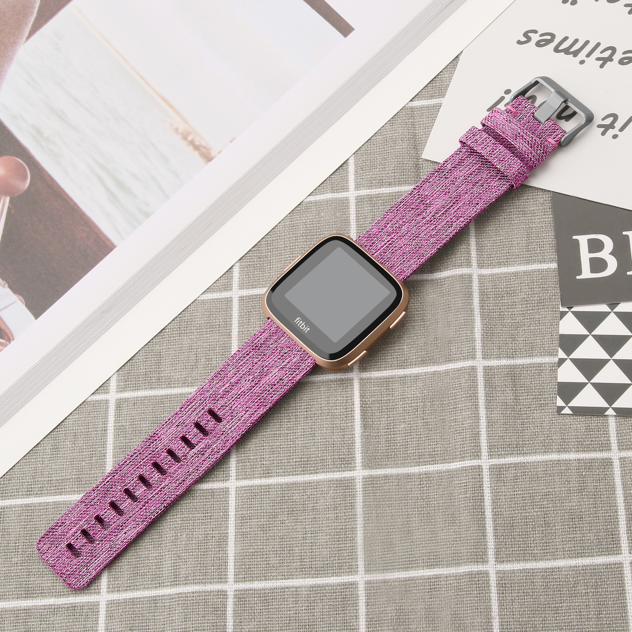 Correa de nailon con hebilla para el Fitbit Versa - morada