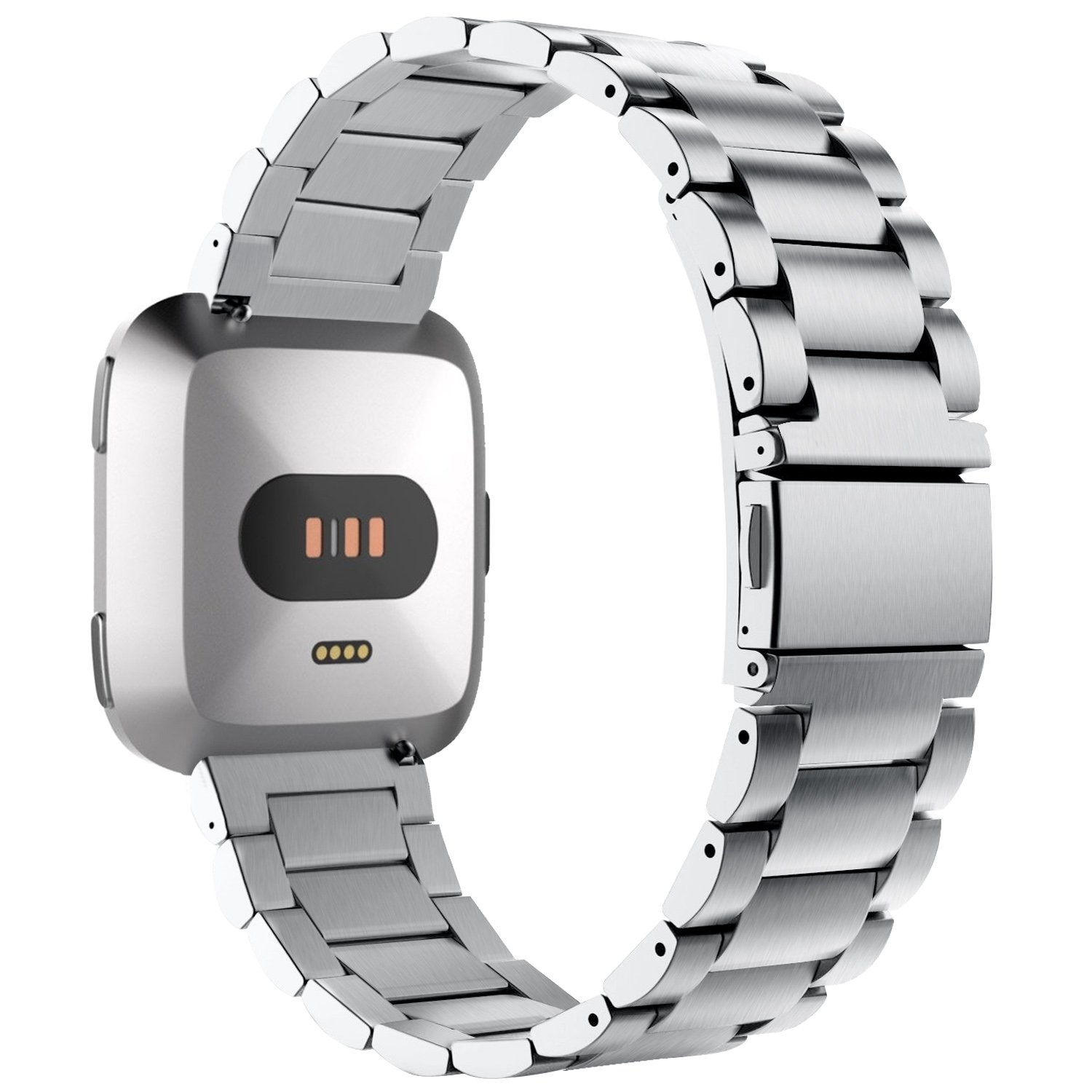 Correa de eslabones de acero con cuentas para el Fitbit Versa - plata
