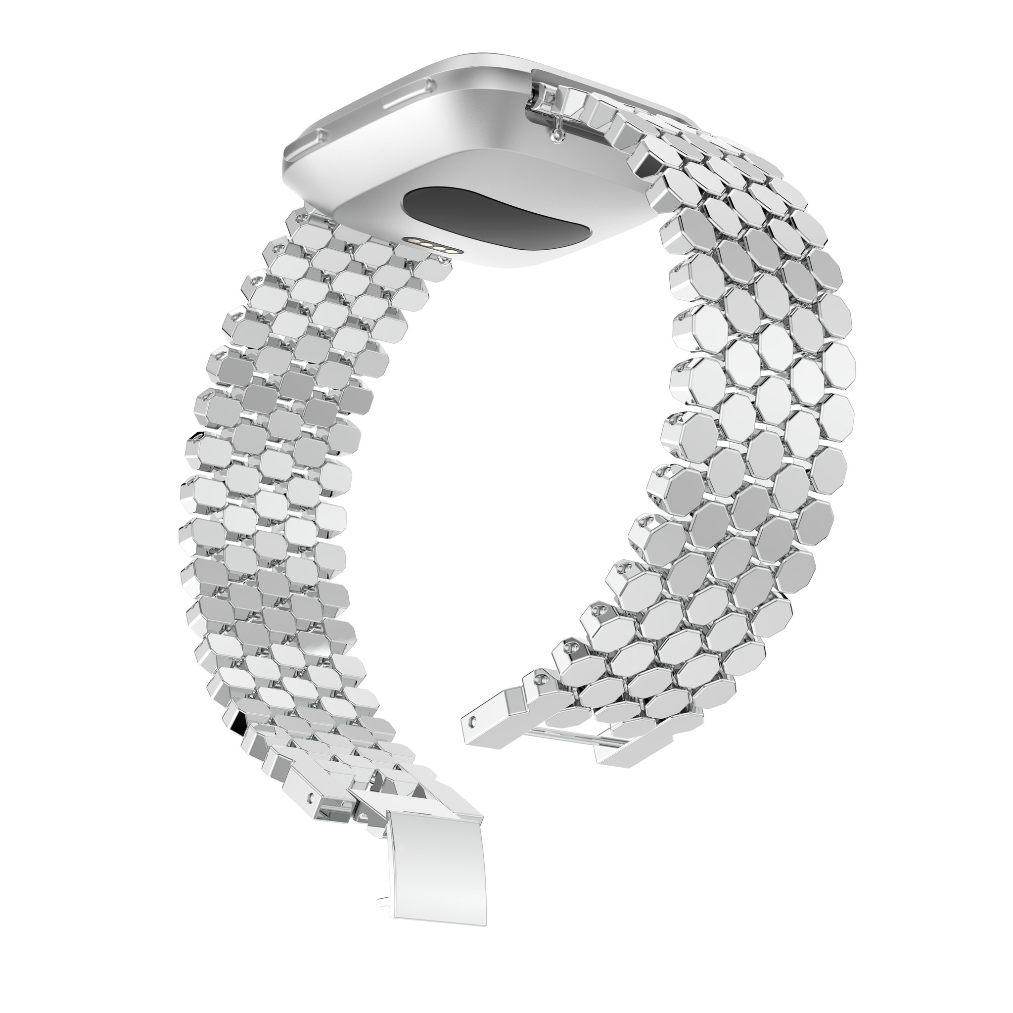 Correa de eslabones de acero para peces para el Fitbit Versa - plata