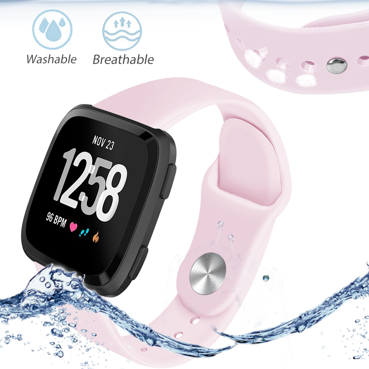 Correa deportiva de silicona para el Fitbit Versa - rosa