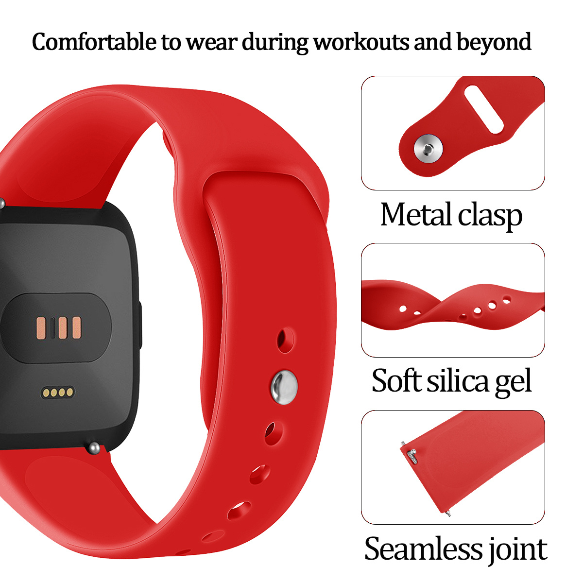 Correa deportiva de silicona para el Fitbit Versa - roja