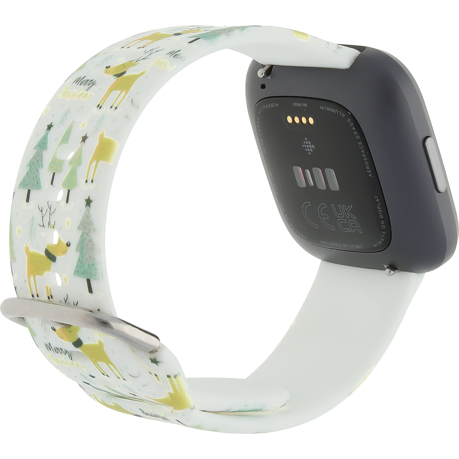 Correa deportiva estampada para el Fitbit Versa - Árbol de Navidad blanco