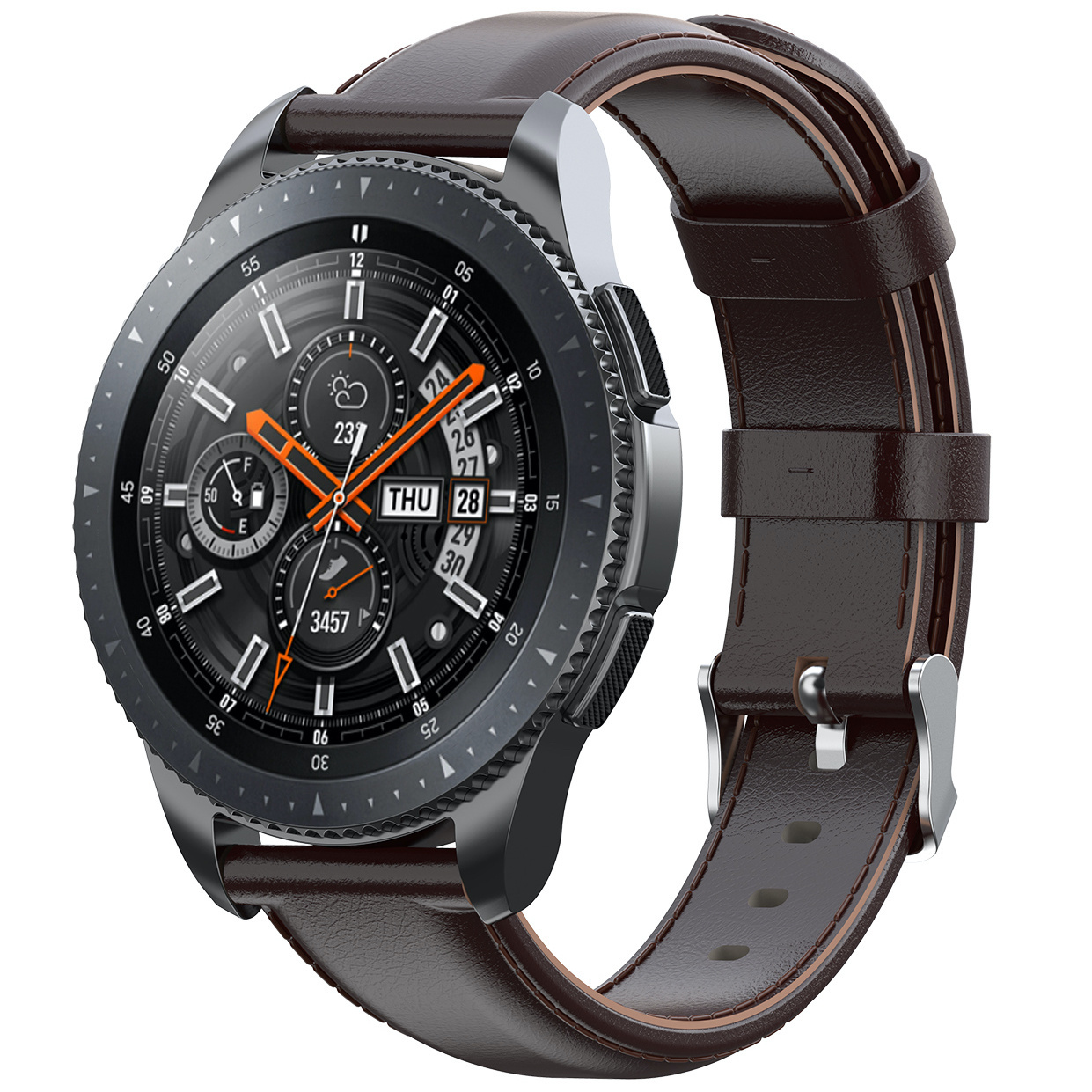 Samsung Correa de piel Galaxy Watch - marrón oscuro