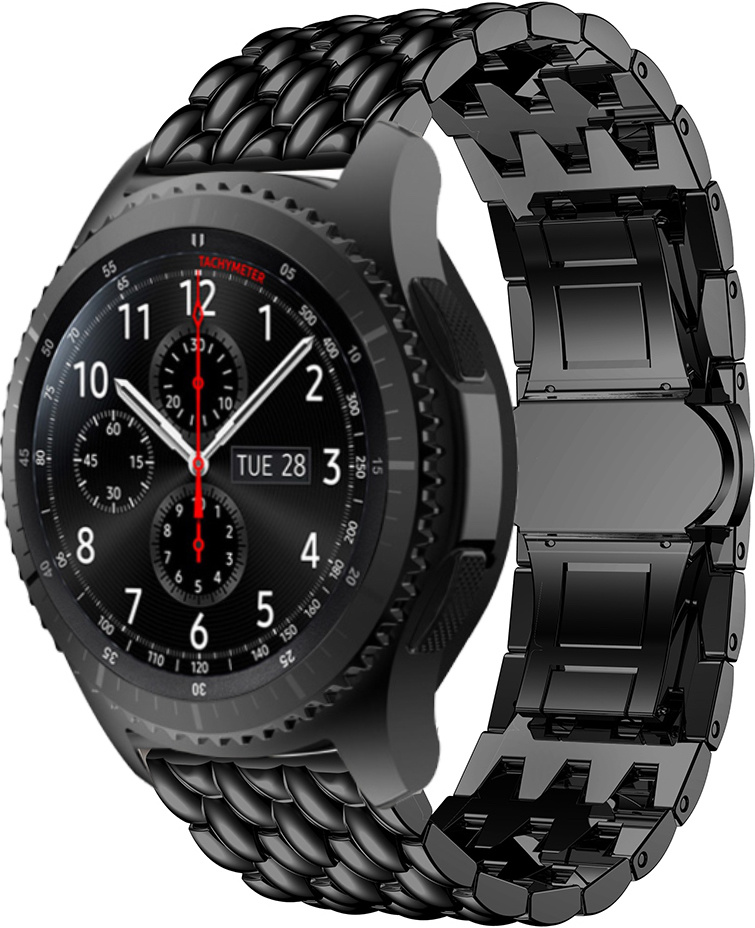 Samsung Correa de eslabones de acero Galaxy Watch dragón - negra