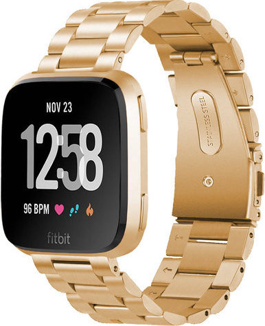 Correa de eslabones de acero con cuentas para el Fitbit Versa - oro rosa